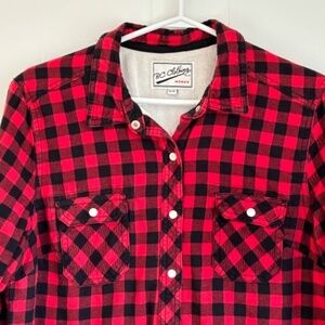 BC Clothing woman's buffalo check fleece lined shacket size M
